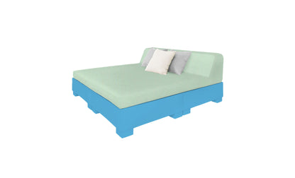 Ledge Lounger Affinity Square Sunbed with Backrest Cushion in Light Blue with Sea cushion