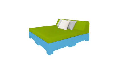 Ledge Lounger Affinity Square Sunbed with Backrest Cushion in Light Blue with Lime cushion