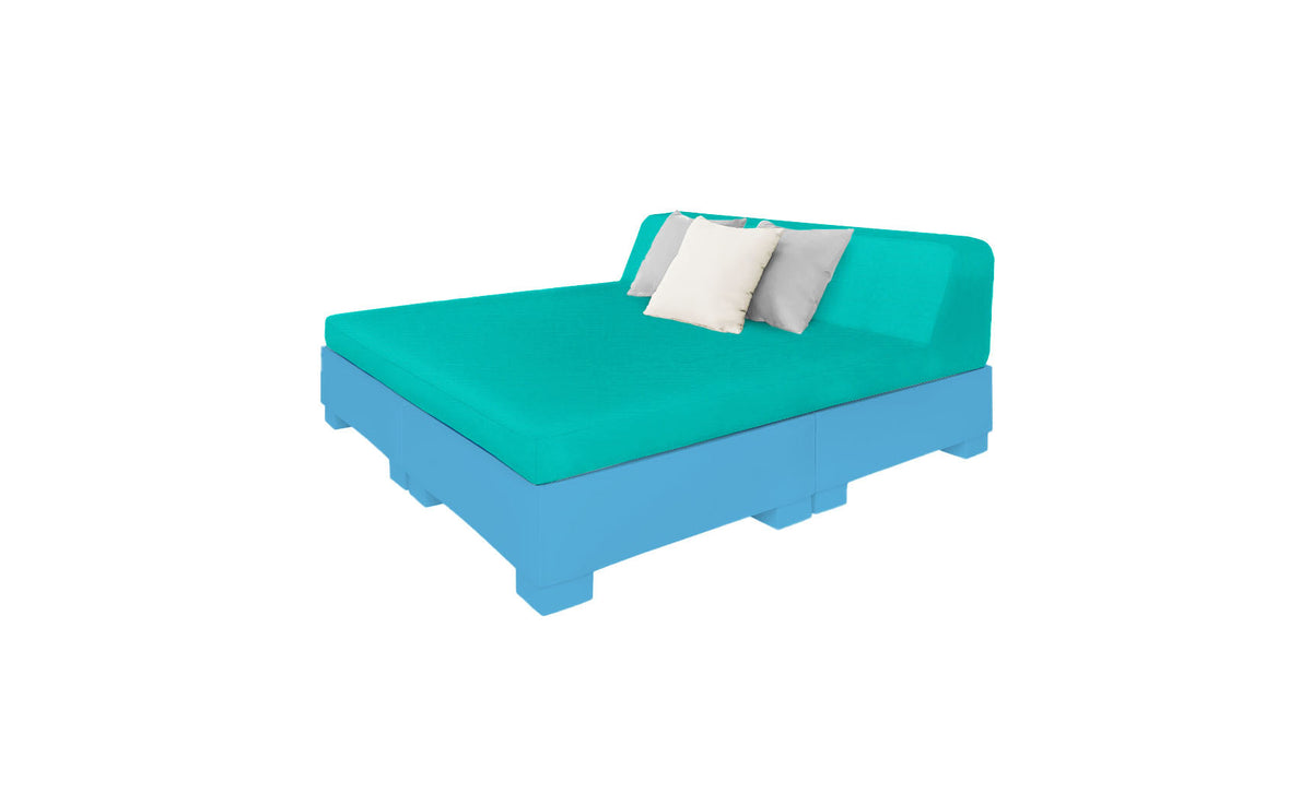 Ledge Lounger Affinity Square Sunbed with Backrest Cushion in Light Blue with Aruba cushion