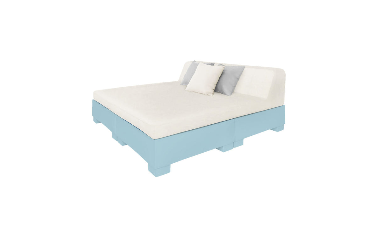 Ledge Lounger Affinity Square Sunbed with Backrest Cushion in Frost with White cushion