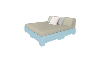 Ledge Lounger Affinity Square Sunbed with Backrest Cushion in Frost with Cadet Gray cushion