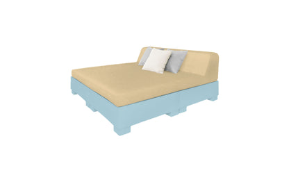 Ledge Lounger Affinity Square Sunbed with Backrest Cushion in Frost with Linen cushion