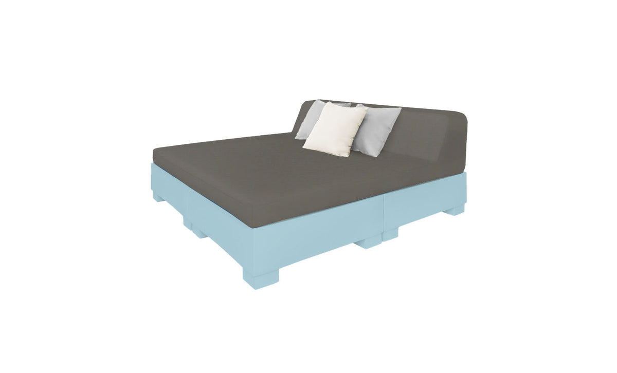 Ledge Lounger Affinity Square Sunbed with Backrest Cushion in Frost with Charcoal cushion