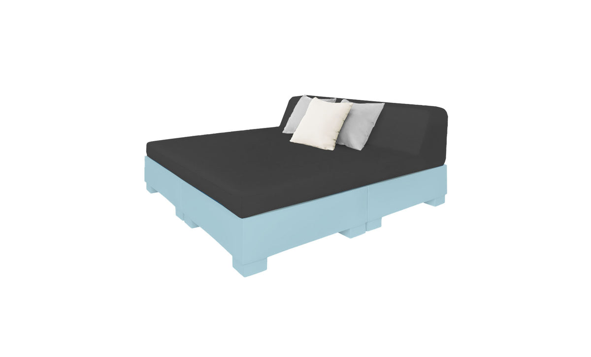 Ledge Lounger Affinity Square Sunbed with Backrest Cushion in Frost with Black cushion