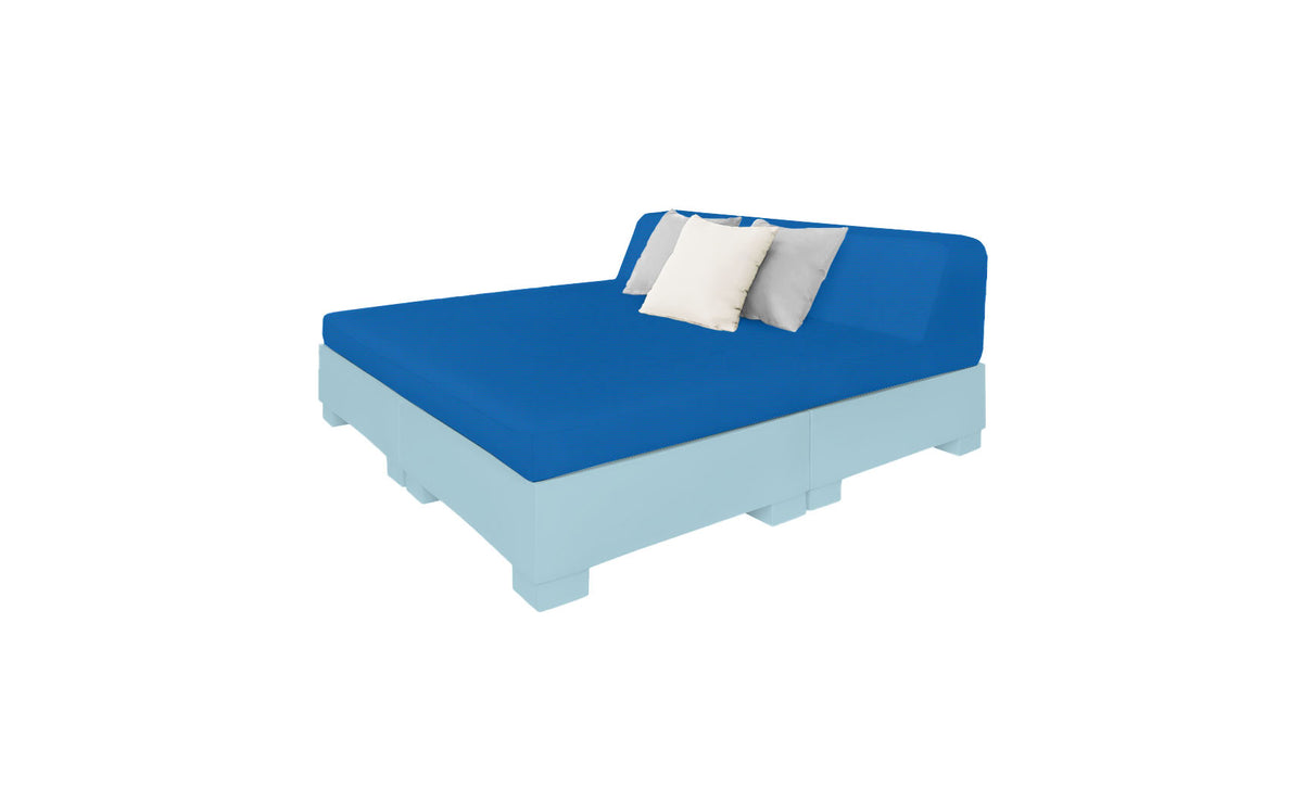 Ledge Lounger Affinity Square Sunbed with Backrest Cushion in Frost with Pacific Blue cushion