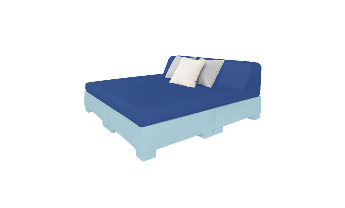 Ledge Lounger Affinity Square Sunbed with Backrest Cushion in Frost with Mediterranean Blue cushion
