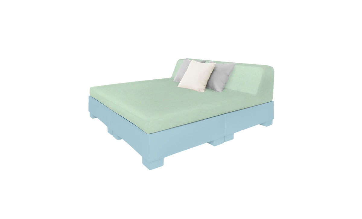 Ledge Lounger Affinity Square Sunbed with Backrest Cushion in Frost with Sea cushion