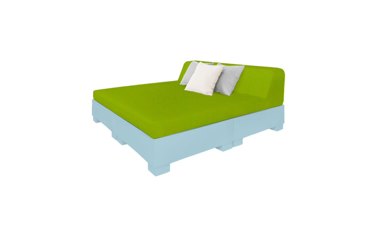 Ledge Lounger Affinity Square Sunbed with Backrest Cushion in Frost with Lime cushion