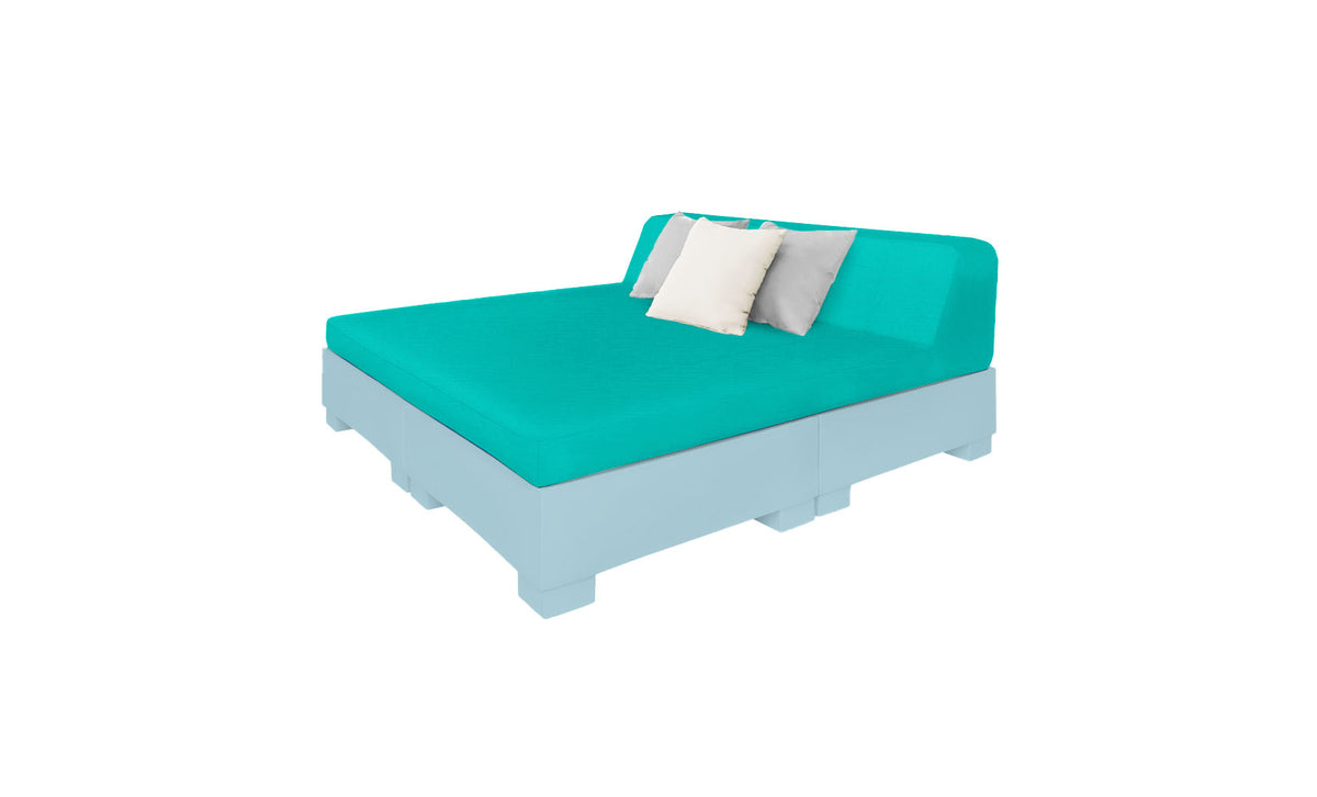 Ledge Lounger Affinity Square Sunbed with Backrest Cushion in Frost with Aruba cushion