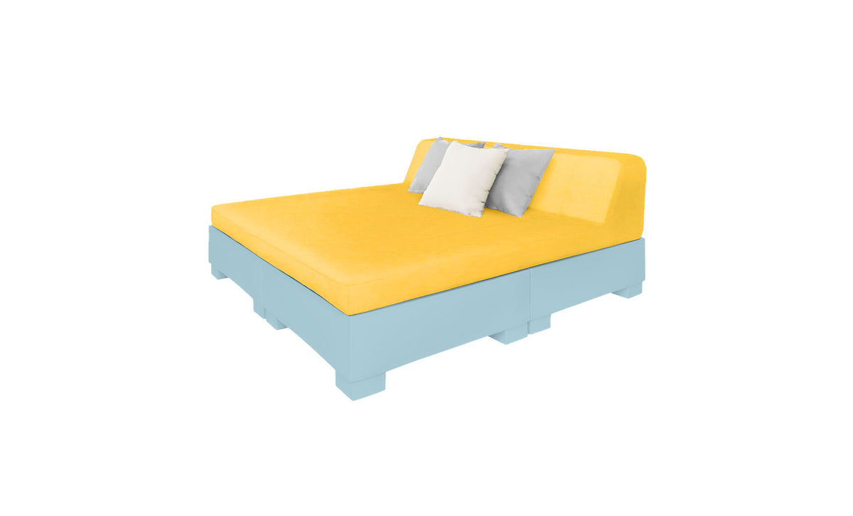 Ledge Lounger Affinity Square Sunbed with Backrest Cushion in Frost with Sunflower Yellow cushion