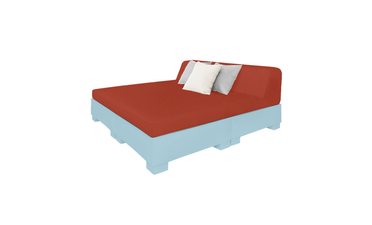 Ledge Lounger Affinity Square Sunbed with Backrest Cushion in Frost with Terracotta cushion