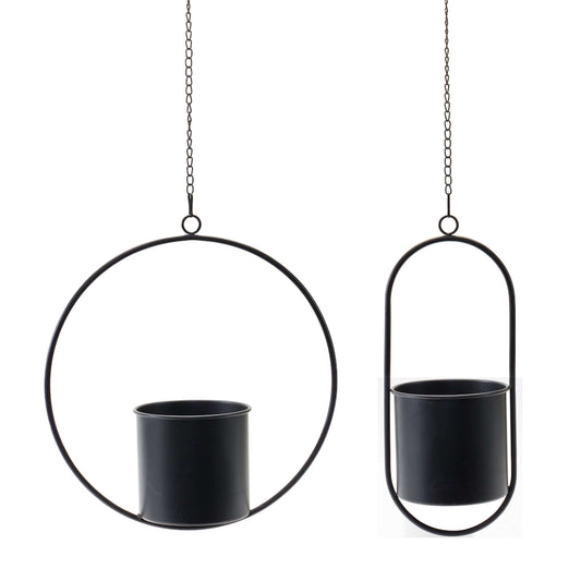 Melrose International Modern Hanging Planter with Frame (Set of 2)