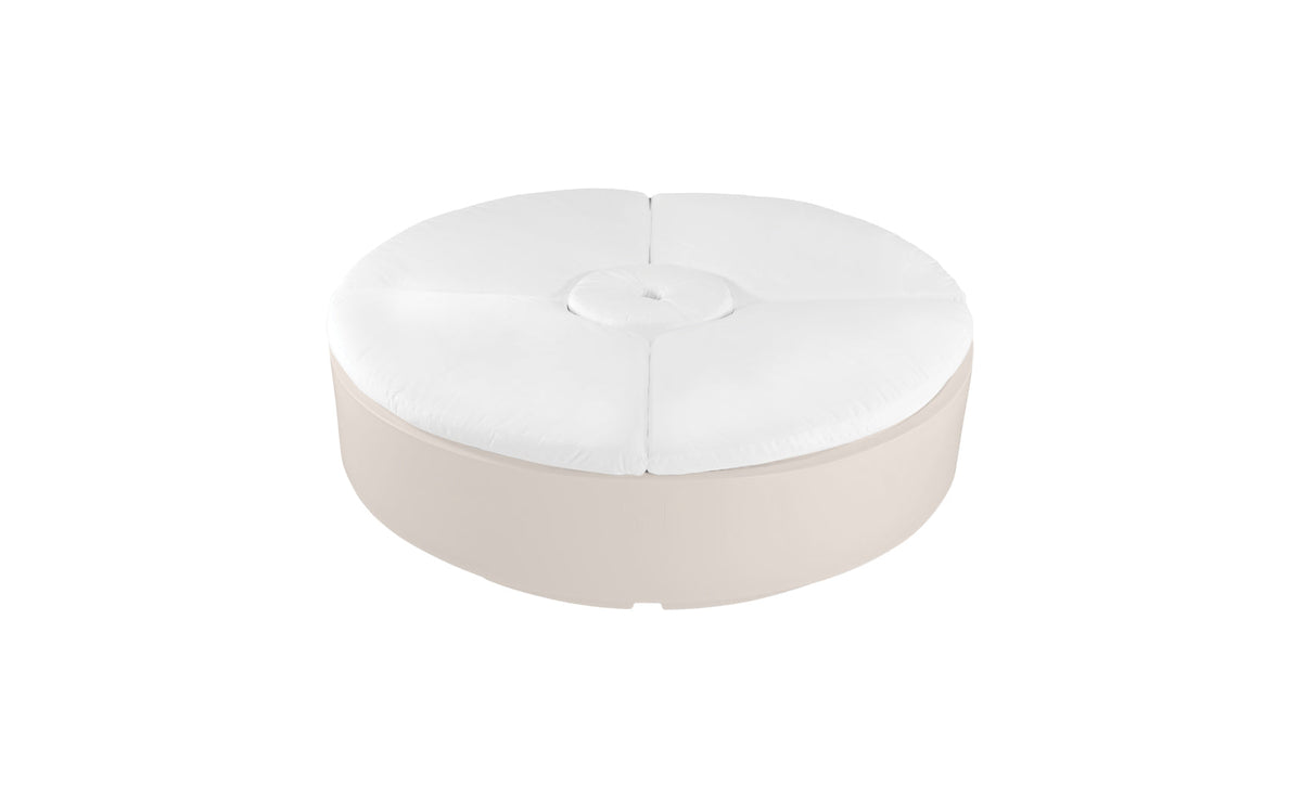 Ledge Lounger Signature Round Sunbed with Umbrella Hole in Cloud with White cushion