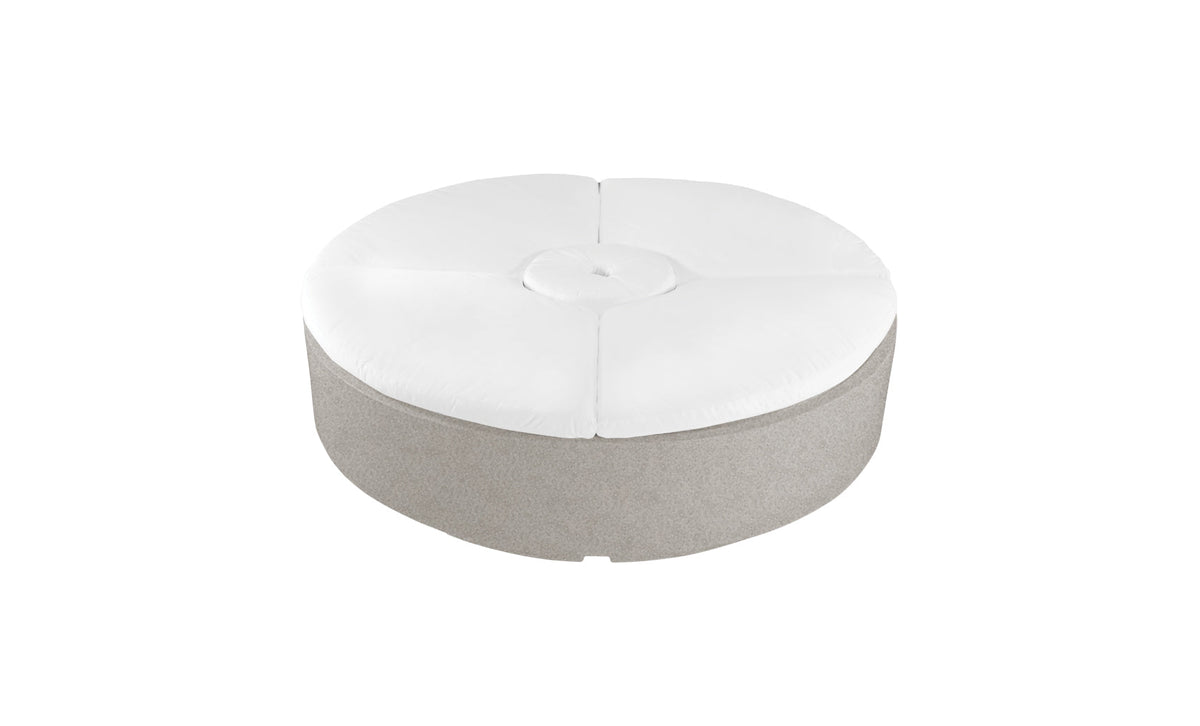 Ledge Lounger Signature Round Sunbed with Umbrella Hole in Sandstone with White cushion