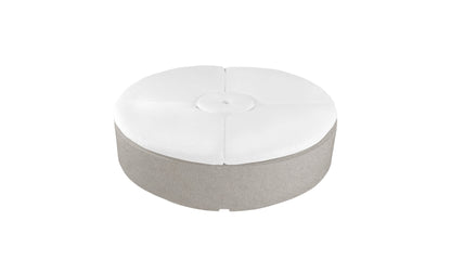 Ledge Lounger Signature Round Sunbed with Umbrella Hole in Sandstone with White cushion