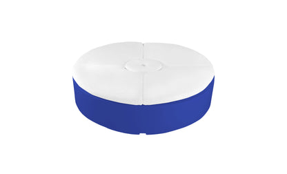 Ledge Lounger Signature Round Sunbed with Umbrella Hole in Dark Blue with White cushion