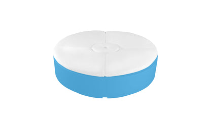 Ledge Lounger Signature Round Sunbed with Umbrella Hole in Light Blue with White cushion