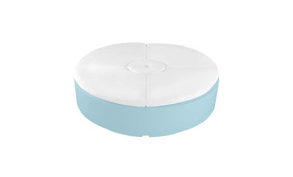 Ledge Lounger Signature Round Sunbed with Umbrella Hole in Frost with White cushion