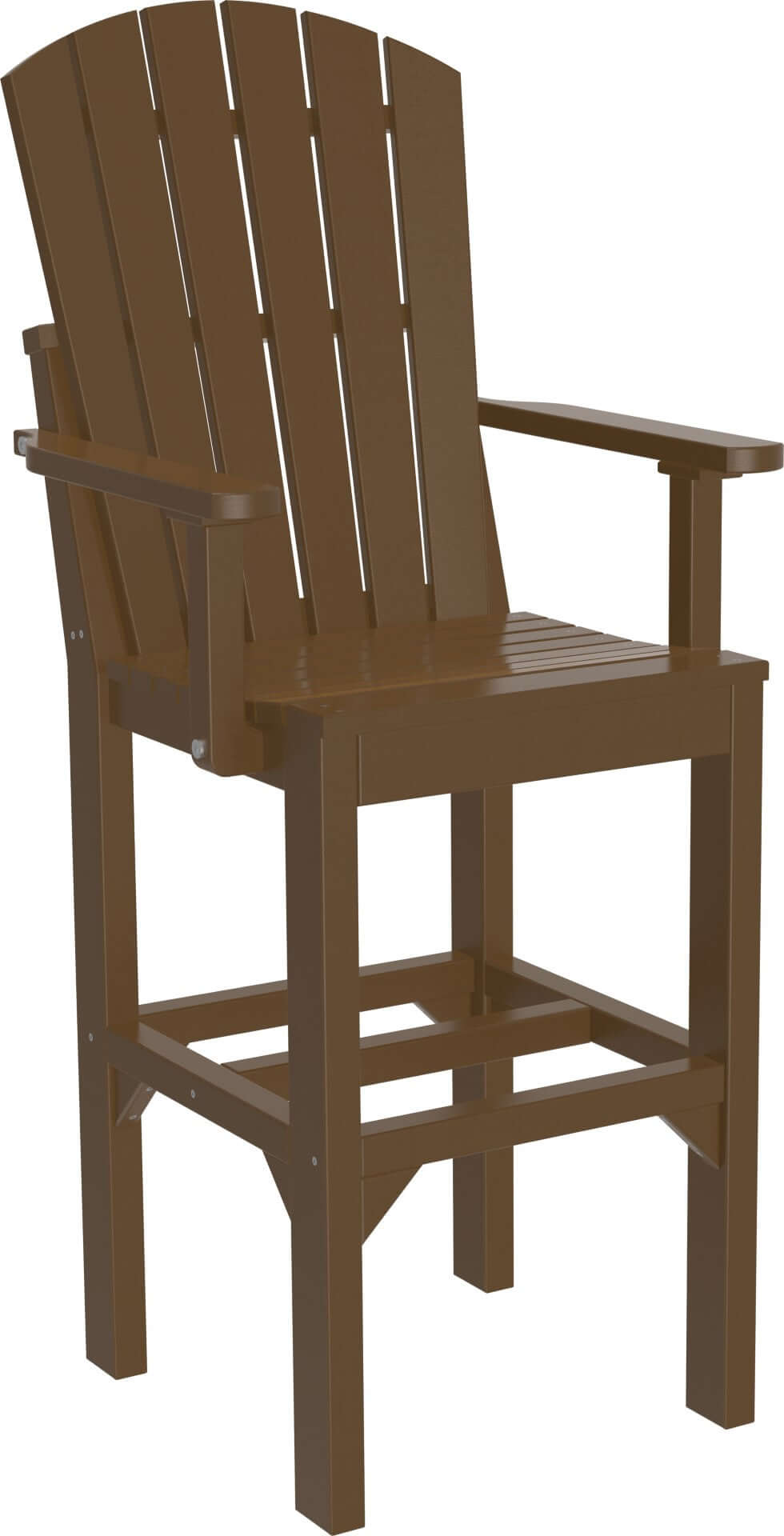 LuxCraft Adirondack Dining Arm Chair in Chestnut Brown — angled-back lounge design, fade-resistant poly
