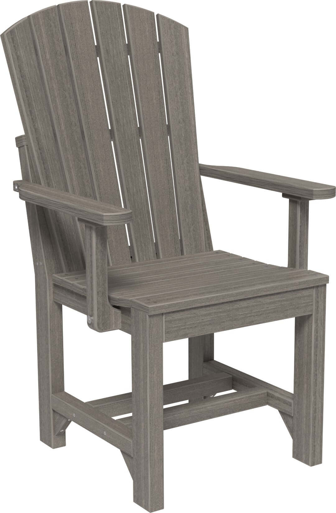 LuxCraft 4' Round Table Set with Adirondack Arm Chairs in Coastal Gray — angled-back lounge design, fade-resistant poly