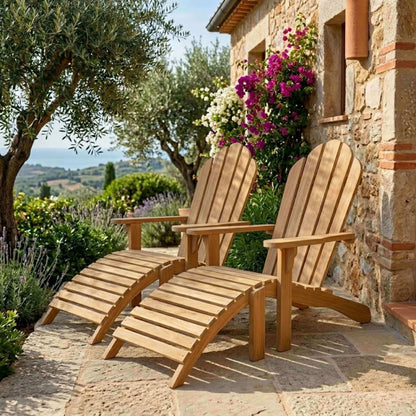 Anderson Teak Adirondack With Ottoman on Front Porch in Classic Setting