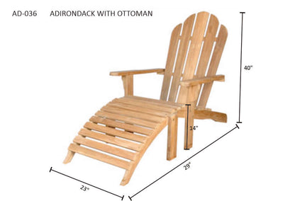 Anderson Teak Adirondack With Ottoman with Curved Runners for Smooth Rocking Motion