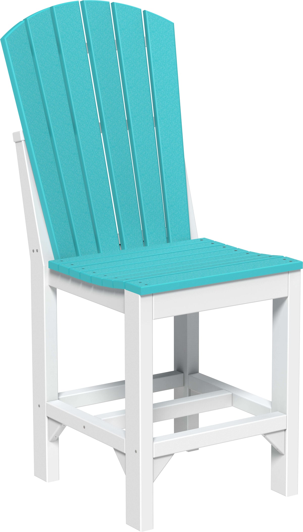 LuxCraft Adirondack Dining Side Chair | 3 Height Options in Aruba Blue and White — side profile view, wide armrests and reclined back