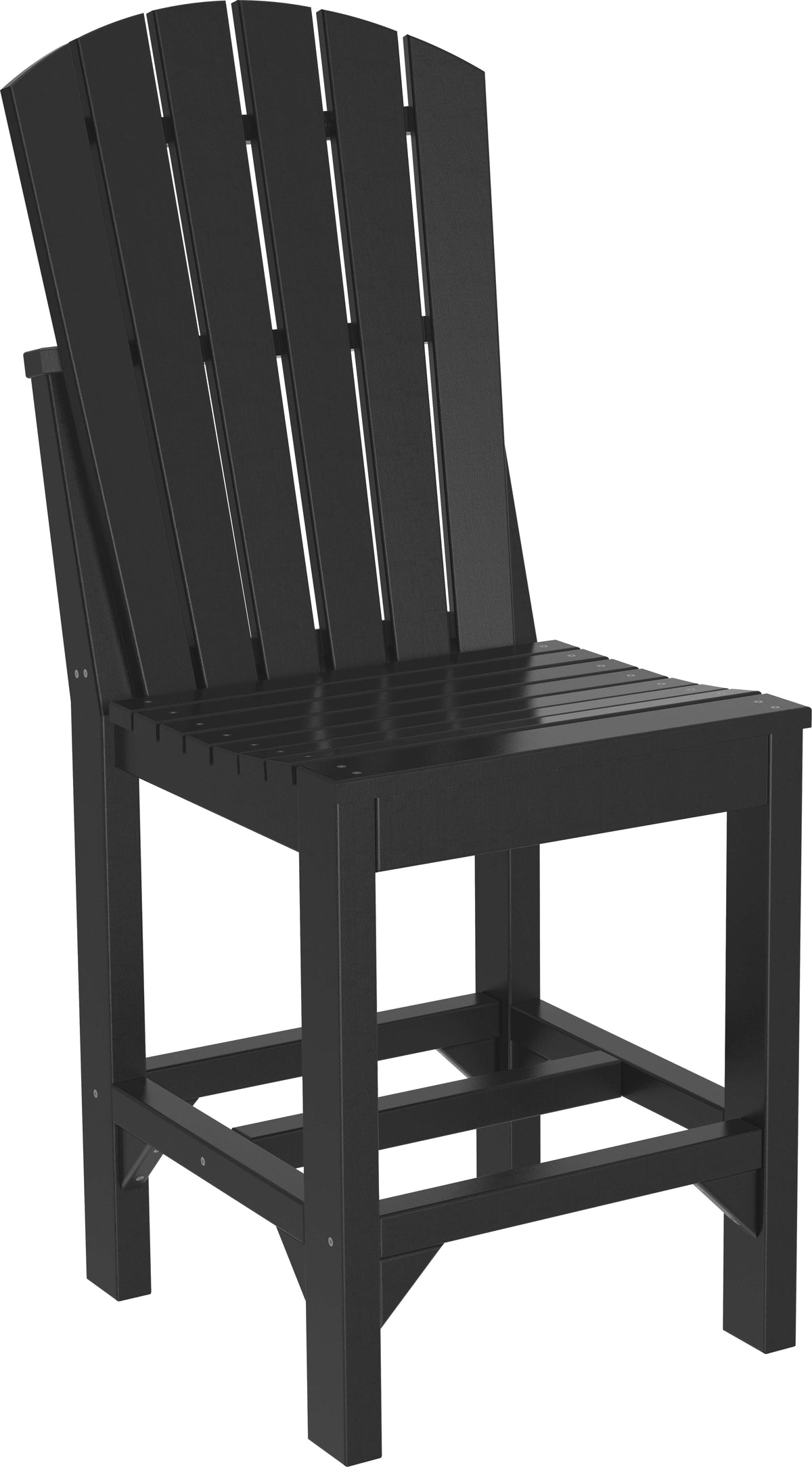 LuxCraft Adirondack Dining Side Chair | 3 Height Options in Black — side profile view, angled-back lounge design