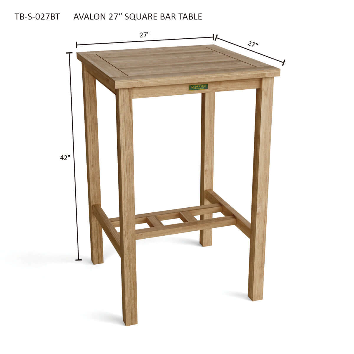 Anderson Teak Avalon 27 Square Bar Table in Patio Bar Setup with Bar Stools
