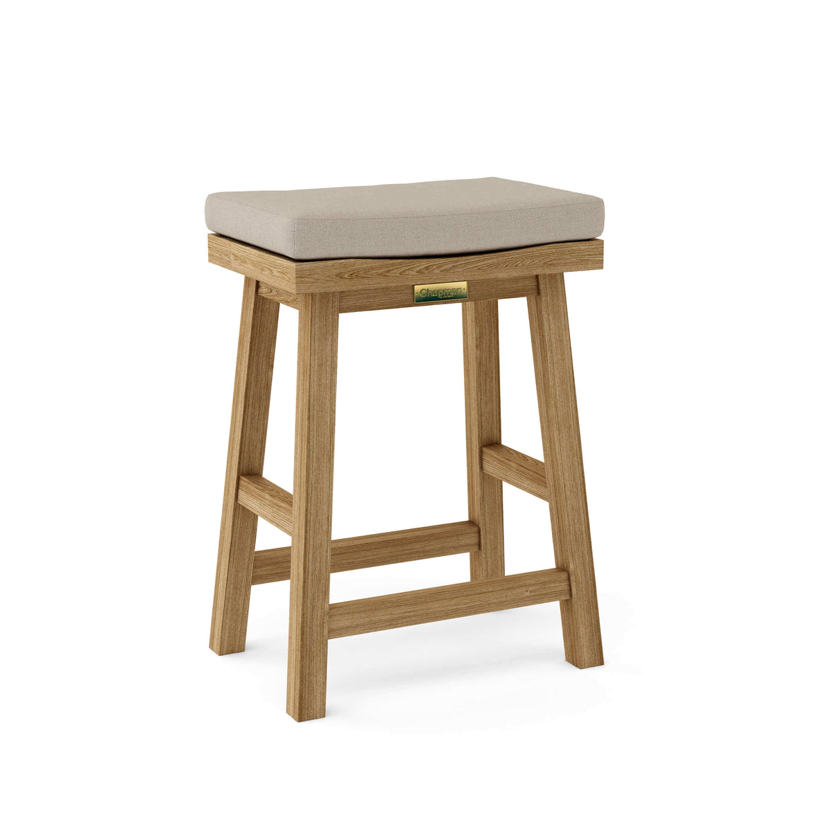 Sunbrella Cast Mist Cushion Color Option for Anderson Teak Alpine Rectangular Counter Stool