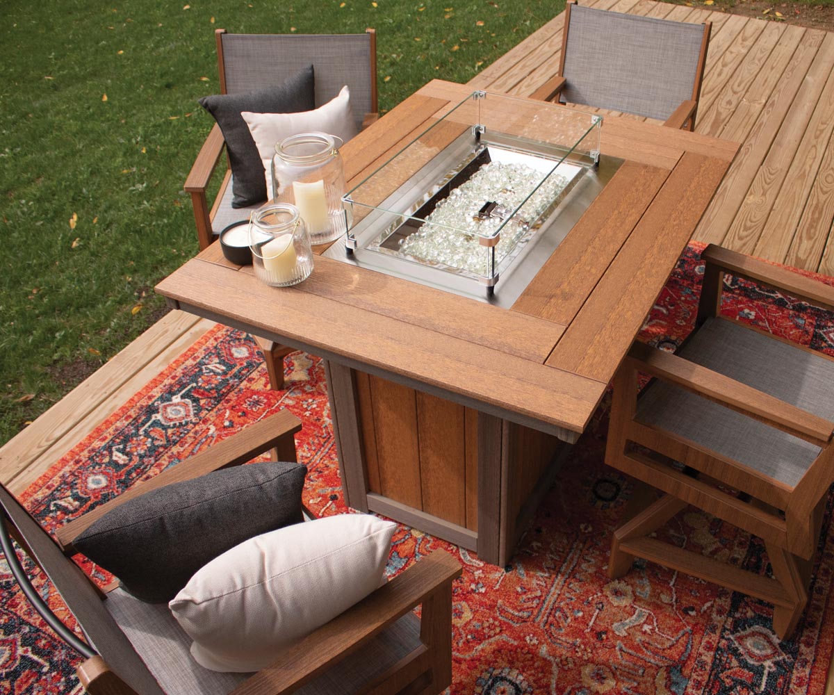 Berlin Gardens Donoma 54″ Rectangular Dining Fire Pit Table view 2