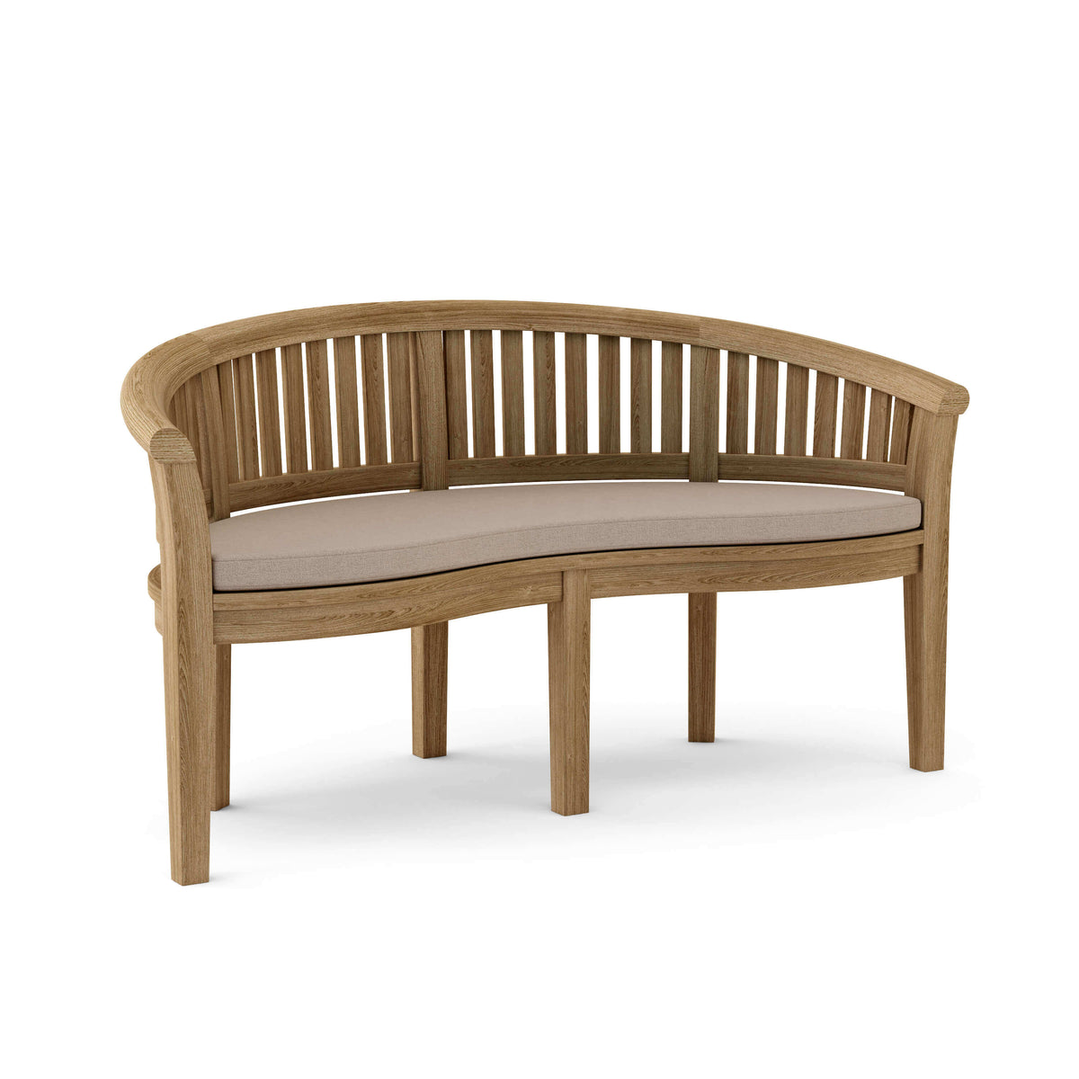 Sunbrella Cast Ash Cushion Color Option for Anderson Teak Curve 3 Seater Bench Extra Thick Wood