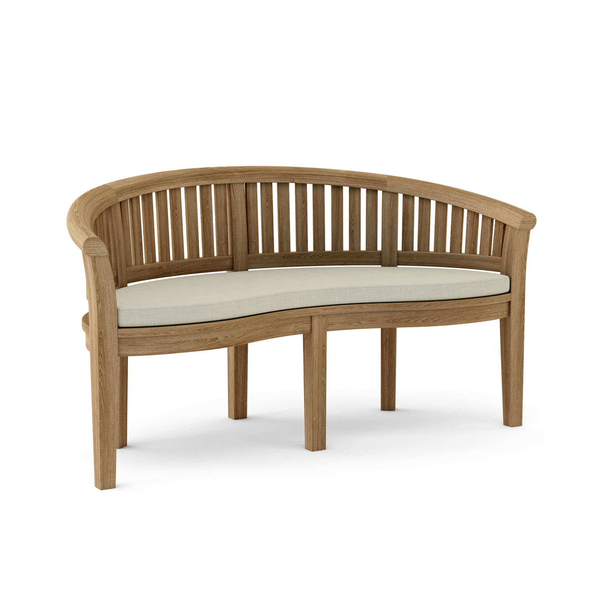 Sunbrella Canvas Natural Cushion Color Option for Anderson Teak Curve 3 Seater Bench Extra Thick Wood