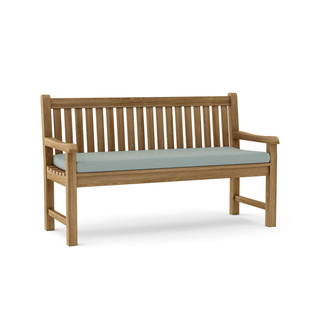 Sunbrella Cast Mist Cushion Color Option for Anderson Teak Classic 3 Seater Bench
