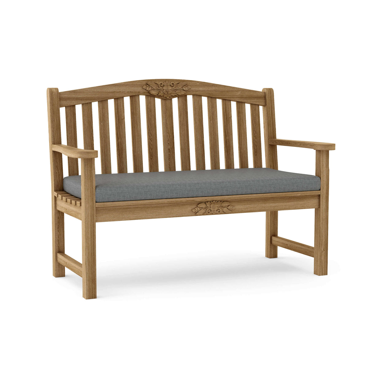 Sunbrella Cast Slate Cushion Color Option for Anderson Teak 50 Round Rose Bench