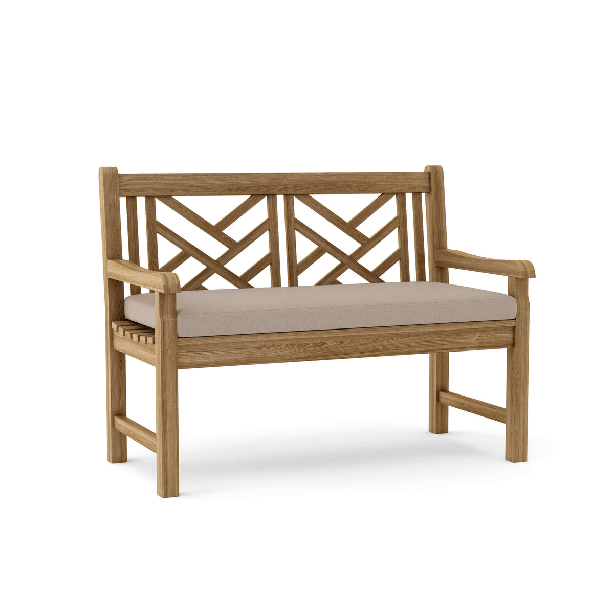 Sunbrella Cast Ash Cushion Color Option for Anderson Teak Vilano 2 Seater Bench