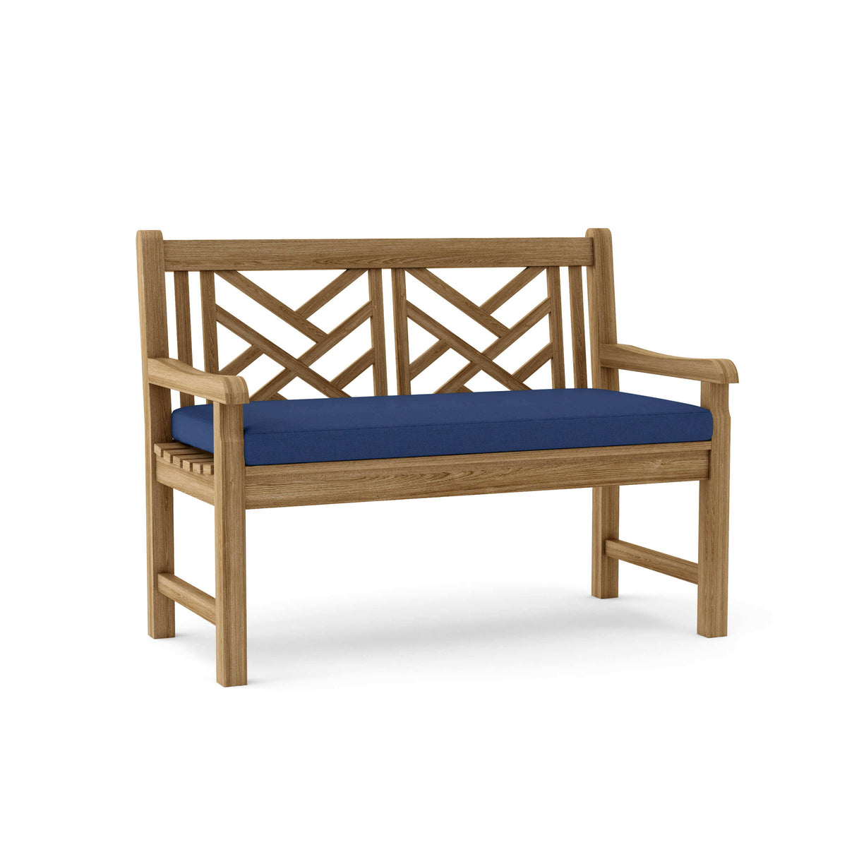 Sunbrella Canvas Navy Cushion Color Option for Anderson Teak Vilano 2 Seater Bench