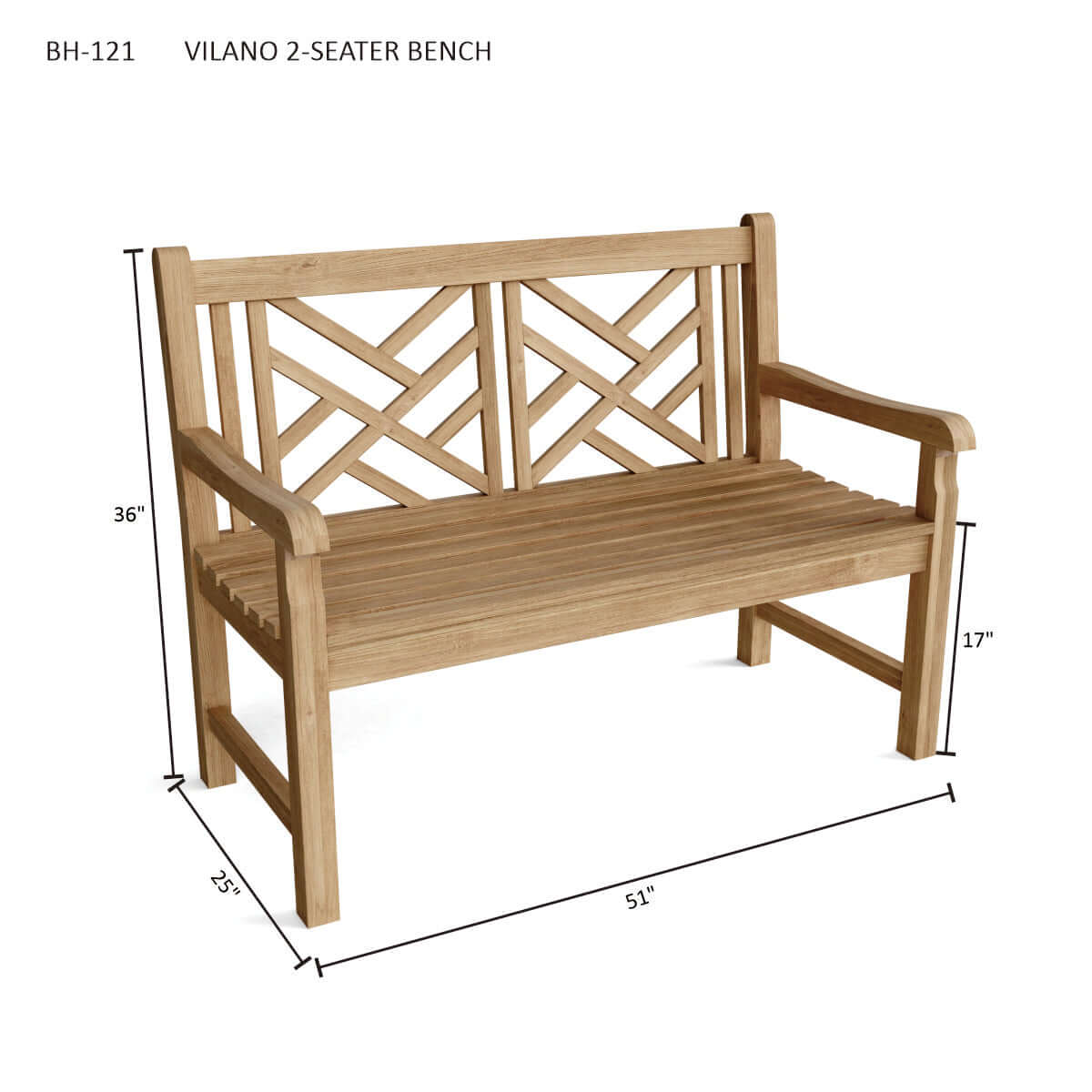 Anderson Teak Vilano 2-Seater Outdoor Bench