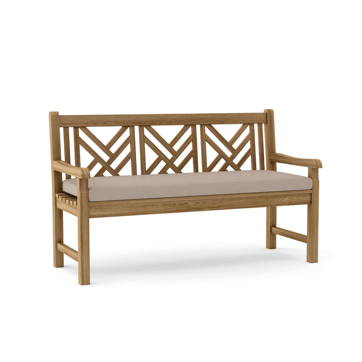 Sunbrella Cast Ash Cushion Color Option for Anderson Teak Vilano 3 Seater Bench