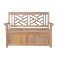 Anderson Teak Outdoor Storage Bench features a chic, contemporary design equipped with a spacious interior storage compartment