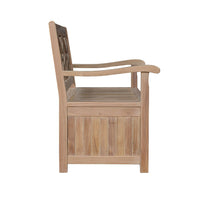 Anderson Teak Outdoor Storage Bench features a chic, contemporary design equipped with a spacious interior storage compartment