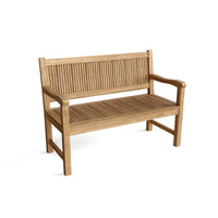 Teak 48" wooden bench seats two comfortably
