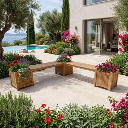 Anderson Teak Planter Bench 2 Bench 3 Planter Box in Garden or Entryway