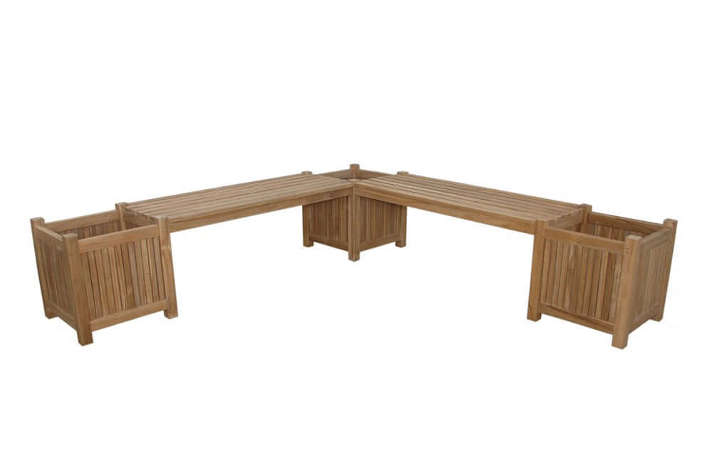 Anderson Teak Planter Bench 2 Bench 3 Planter Box with Solid Teak Construction for Outdoor Plants