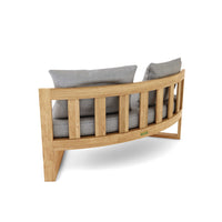 Teak wood circular modular deep seating outdoor bench with thick 5" Sunbrella outdoor cushions