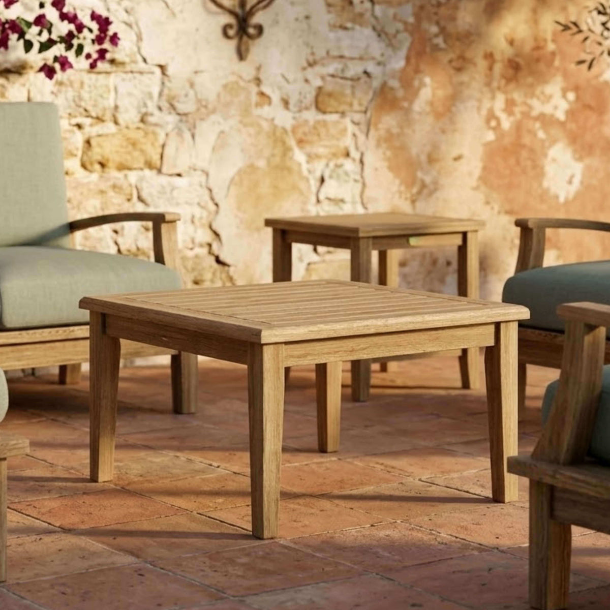 Anderson Teak Brianna 32 Square Coffee Table with Solid Teak Tabletop for Patio Lounges