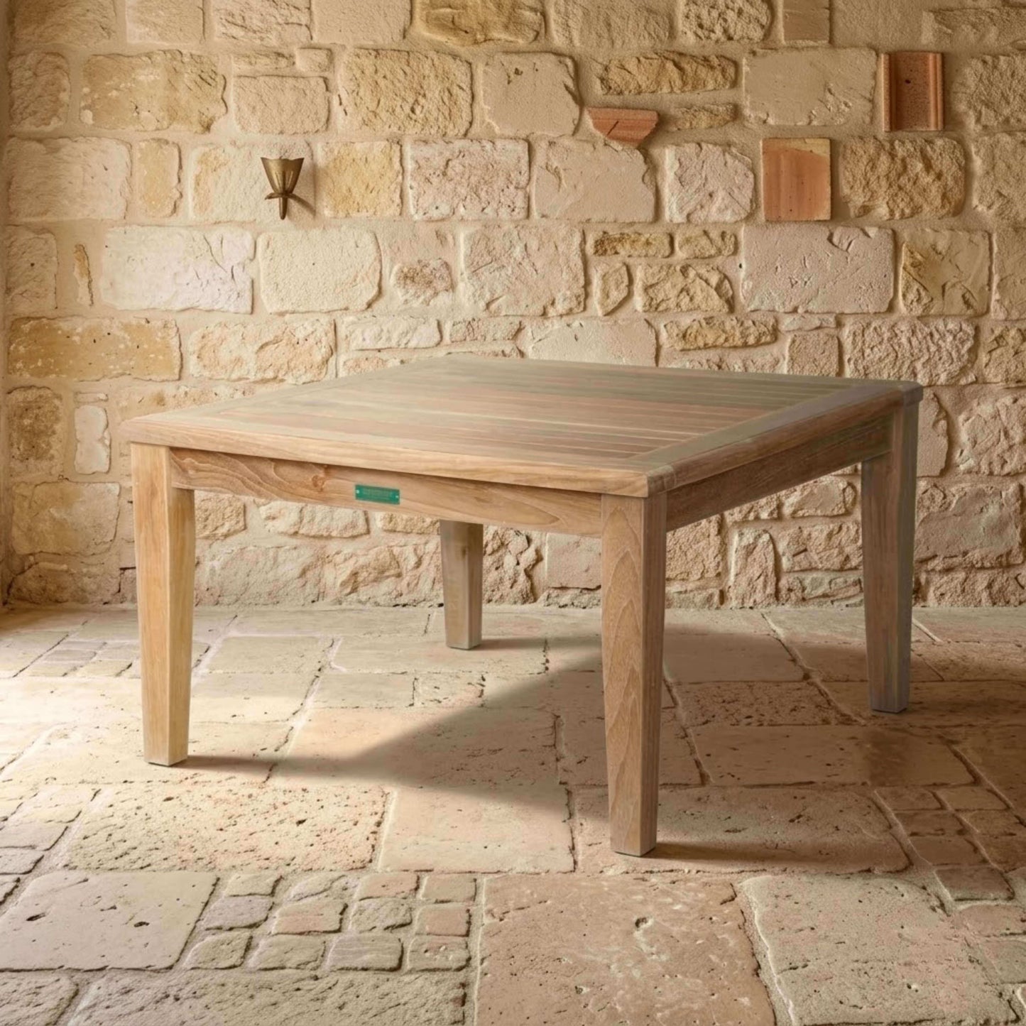 Anderson Teak Brianna 32 Square Coffee Table Detail with Teak Tabletop Joinery and Frame Build