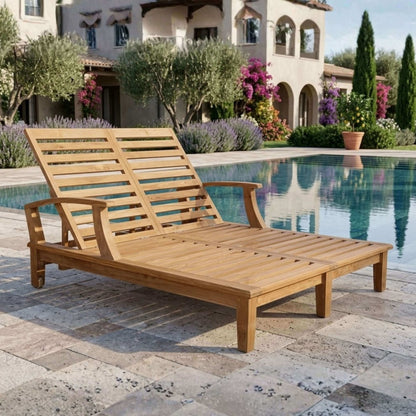 Anderson Teak Brianna Double Sun Lounger Side Profile View with Reclined Back