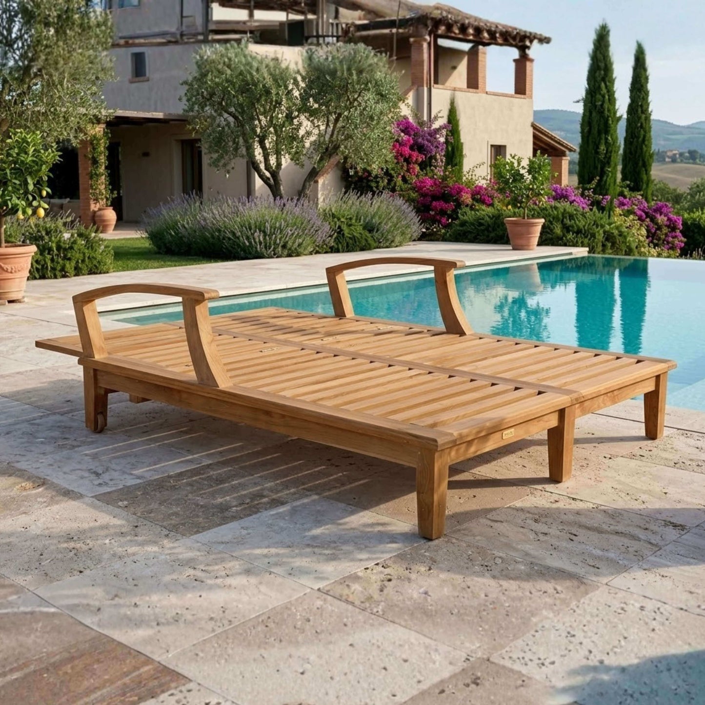 Anderson Teak Brianna Double Sun Lounger with Adjustable Backrest and Recline Mechanism