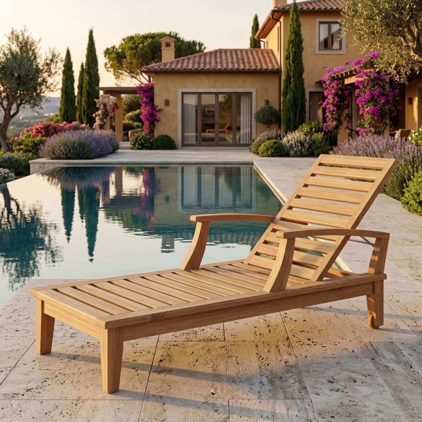 Anderson Teak Brianna Sun Lounger Side Profile View with Reclined Back